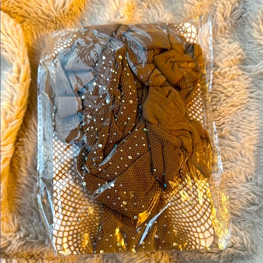 Brown Fishnet Sparkling Rhinestone Tights NEW 🏷️